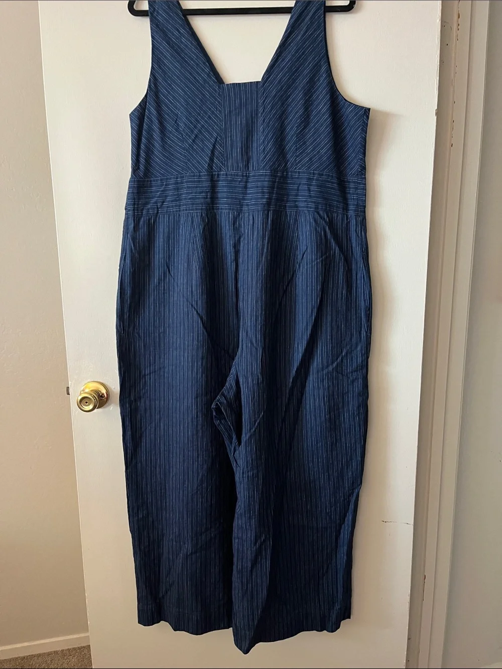 Banana Republic Navy Blue Linen-Blend Jumpsuit